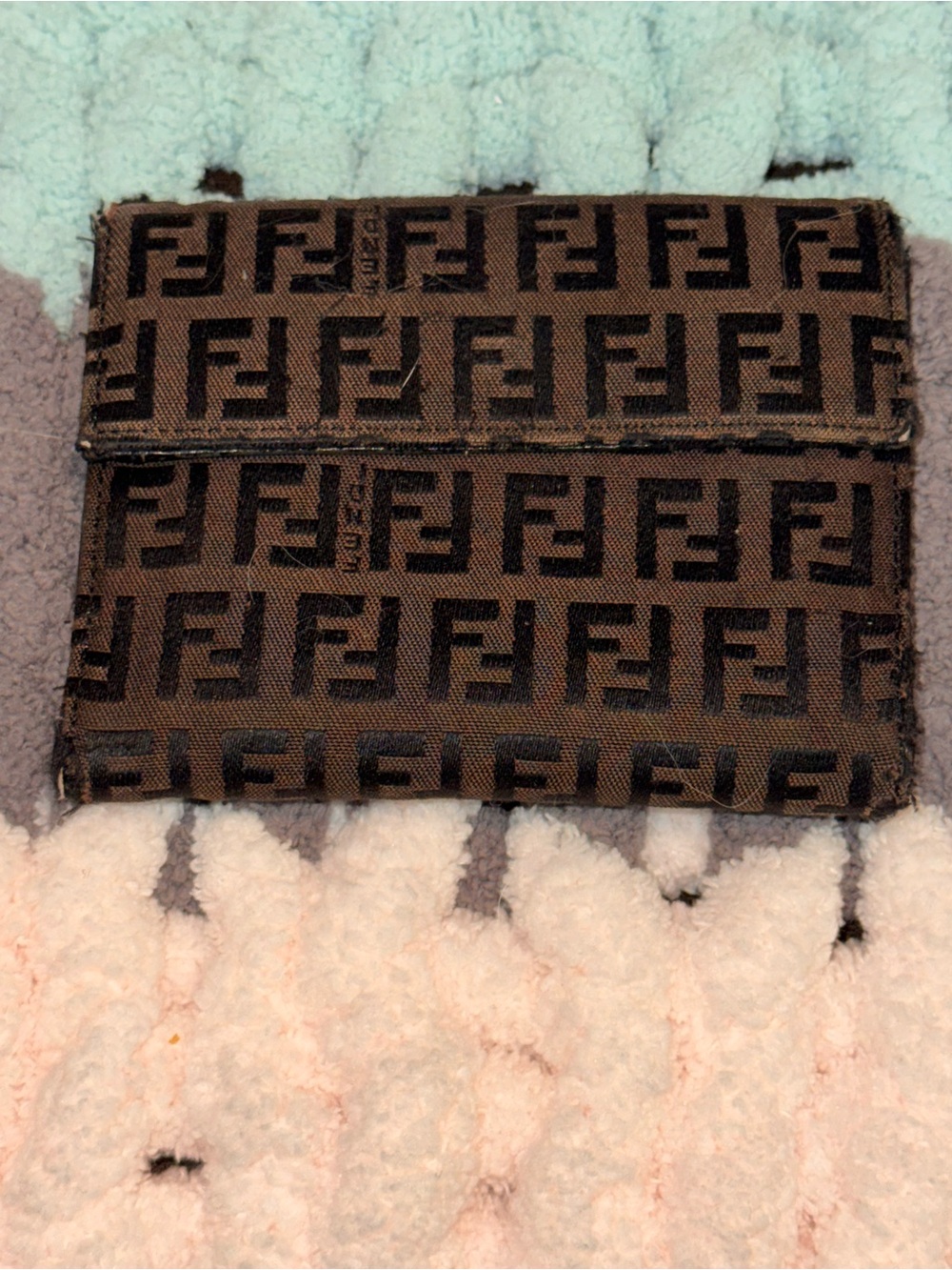 Vintage Fendi Micro FF Zucchino Canvas Compact Trifold Wallet AS W/ COA